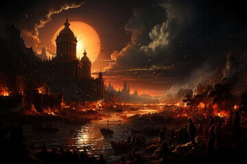 Aufkleber - An image depicting the fall of the Roman Empire, symbolizing a transformative period in world history. Generative AI technology.