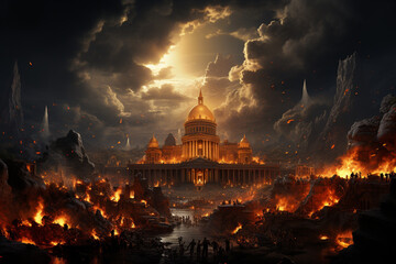 Aufkleber - An image depicting the fall of the Roman Empire, symbolizing a transformative period in world history. Generative AI technology.