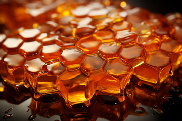 Aufkleber - honeycombs pattern texture background. Macro photography view.  Generative AI technology.