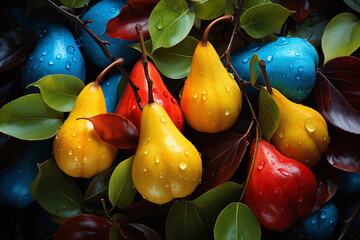 Aufkleber - Beautiful trends pears pattern texture background. Macro photography view.  Generative AI technology.