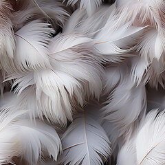 Aufkleber - Monochrome trends feather pattern texture background. Macro photography view.  Pattern for tiles. Generative AI technology.