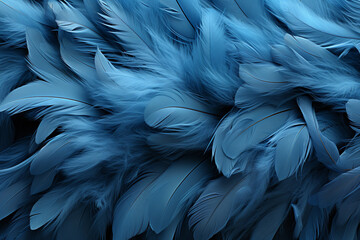 Poster - Beautiful Blue trends feather pattern texture background. Macro photography view.  Generative AI technology.