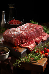 Aufkleber - Fresh and raw meat. Whole piece of red meat ready to cook on the grill or BBQGenerative AI technology.