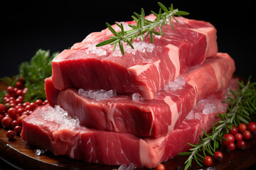 Aufkleber - Fresh and raw meat. Whole piece of red meat ready to cook on the grill or BBQ. Generative AI technology.