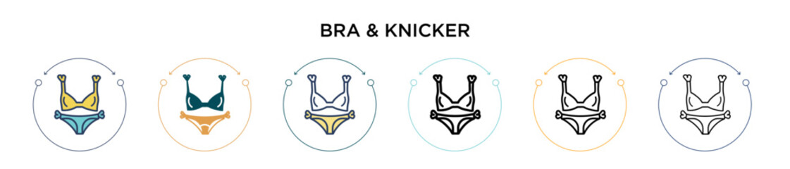 Wall Mural - Bra & knicker icon in filled, thin line, outline and stroke style. Vector illustration of two colored and black bra & knicker vector icons designs can be used for mobile, ui, web