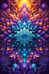 Poster - A canvas wall art featuring an intricate mandala design with dripping paint, blending the symmetry and harmony of the mandala with abstract expression.  Generative AI technology.