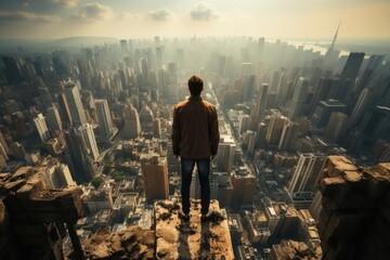 Wall Mural - Building Confidence Person conquering fear - stock photo concepts