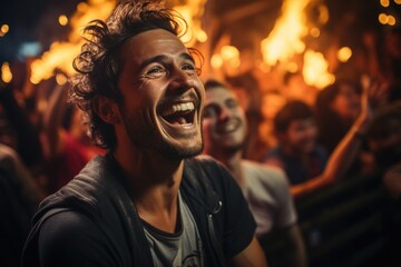 Wall Mural - Capturing the energy of a lively karaoke night at a bar - stock photo concepts