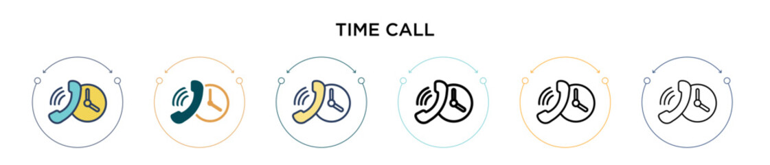 Wall Mural - time call icon in filled, thin line, outline and stroke style. vector illustration of two colored an