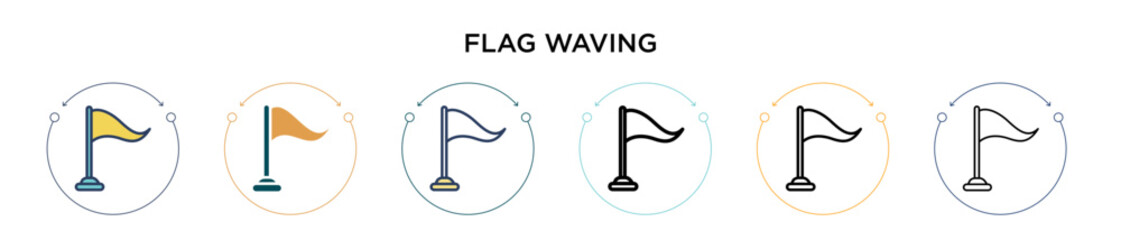 Wall Mural - flag waving icon in filled, thin line, outline and stroke style. vector illustration of two colored 