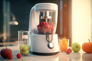 Leinwandbilder - A compact and stylish juicer for extracting fresh and healthy juices from fruits and vegetables, promoting a nutritious lifestyle.  Generative AI technology.