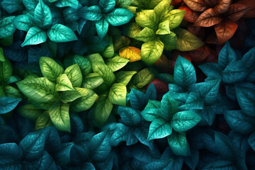 Aufkleber - A tessellated design of interlocking leaves and branches, resembling a lush forest canopy.  Generative AI technology.