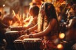 © 4kclips - Energetic Drum Circle People drumming passionately - stock photo concepts