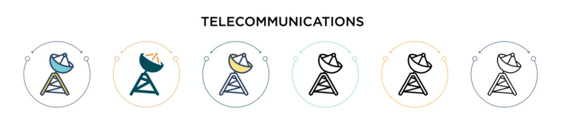 Wall Mural - telecommunications icon in filled, thin line, outline and stroke style. vector illustration of two c