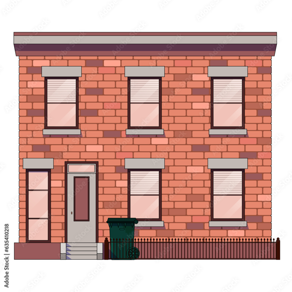 brick house with large windows, vector illustration Stock Vector ...