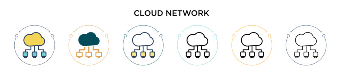 Wall Mural - cloud network icon in filled, thin line, outline and stroke style. vector illustration of two colore