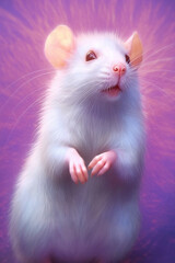 Aufkleber - A pastel-colored Rat with a majestic mane, rendered in soft hues of pink, purple, and blue, exuding a serene and regal presence. Generative AI technology.