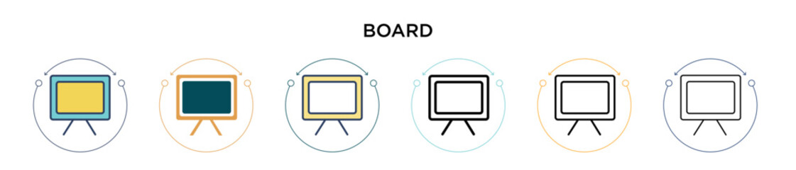 Wall Mural - board icon in filled, thin line, outline and stroke style. vector illustration of two colored and bl