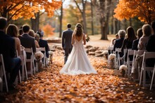 Fall Wedding Bride And Groom Exchanging Vows - Stock Photo Concepts