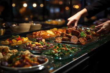 Sampling a buffet feast at a renowned casino - stock photo concepts