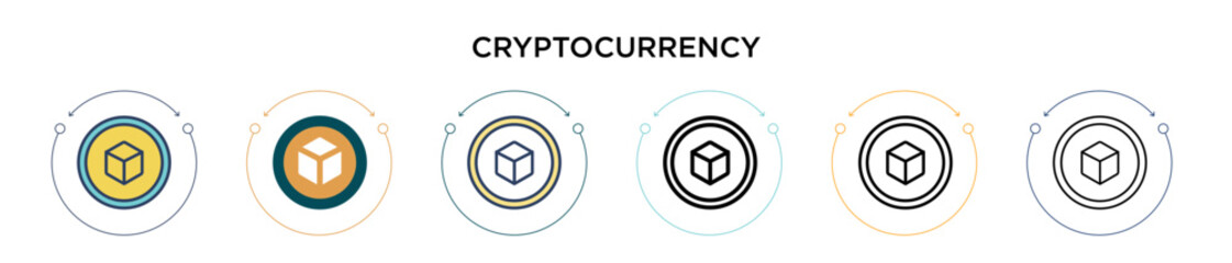 Wall Mural - cryptocurrency icon in filled, thin line, outline and stroke style. vector illustration of two color