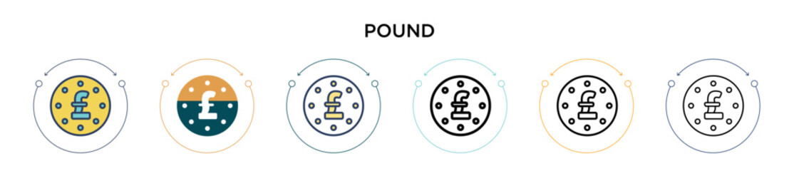Wall Mural - pound icon in filled, thin line, outline and stroke style. vector illustration of two colored and bl