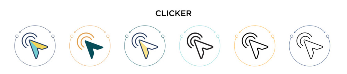 Wall Mural - clicker icon in filled, thin line, outline and stroke style. vector illustration of two colored and 