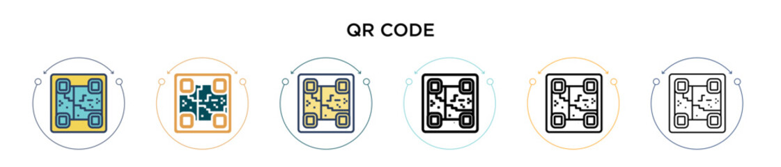 Wall Mural - qr code icon in filled, thin line, outline and stroke style. vector illustration of two colored and 
