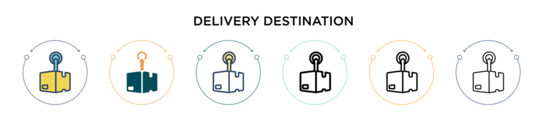 Wall Mural - delivery destination icon in filled, thin line, outline and stroke style. vector illustration of two