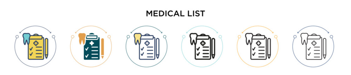 Wall Mural - medical list icon in filled, thin line, outline and stroke style. vector illustration of two colored