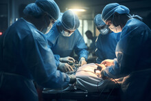 A Surgeon In An Operating Room Performing A Procedure Or Surgery With Other Hospital Staff. Generative Ai