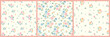 © Yulya i Kot - Seamless floral pattern, liberty ditsy print with cute mini plants in collection. Pretty botanical design, romantic background: small hand drawn daisy flowers, tiny leaves on a white field. Vector.