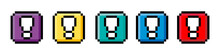 Pixel Art 8-bit Exclamation Mark Gold Box - Isolated Vector Illustration. Vector Illustration. Vector Graphic. EPS 10
