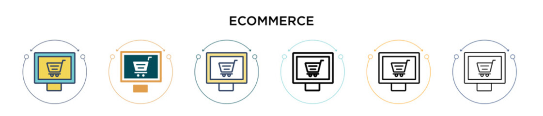 Wall Mural - ecommerce icon in filled, thin line, outline and stroke style. vector illustration of two colored an