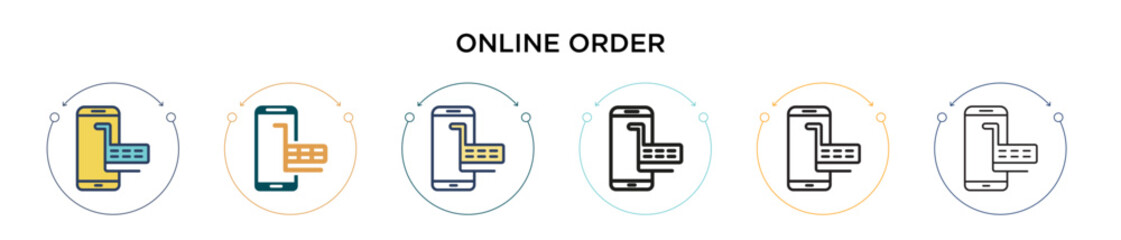 Wall Mural - online order icon in filled, thin line, outline and stroke style. vector illustration of two colored