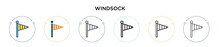 Windsock Icon In Filled, Thin Line, Outline And Stroke Style. Vector Illustration Of Two Colored And Black Windsock Vector Icons Designs Can Be Used For Mobile, Ui, Web
