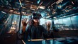 Individuals wearing VR glasses for work and entertainment, seamlessly blending technology into daily life. 'generative AI' 