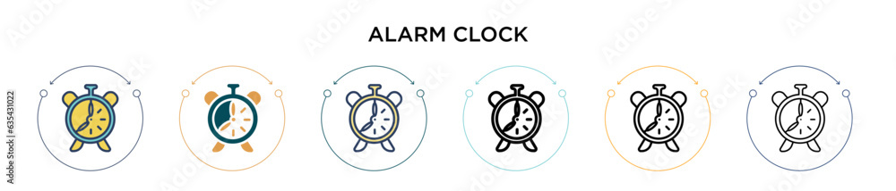 Alarm clock icon in filled, thin line, outline and stroke style. Vector ...