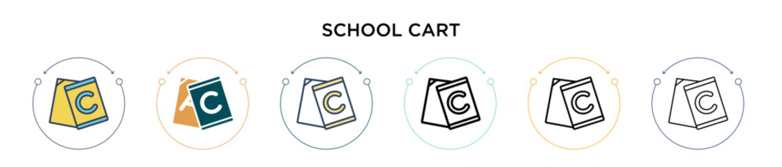 Wall Mural - school cart icon in filled, thin line, outline and stroke style. vector illustration of two colored 