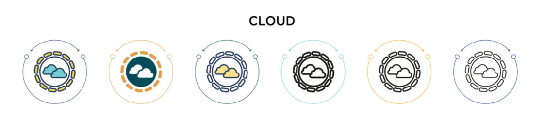Wall Mural - cloud icon in filled, thin line, outline and stroke style. vector illustration of two colored and bl