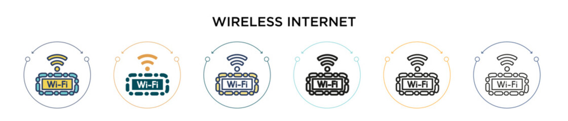 Wall Mural - wireless internet icon in filled, thin line, outline and stroke style. vector illustration of two co