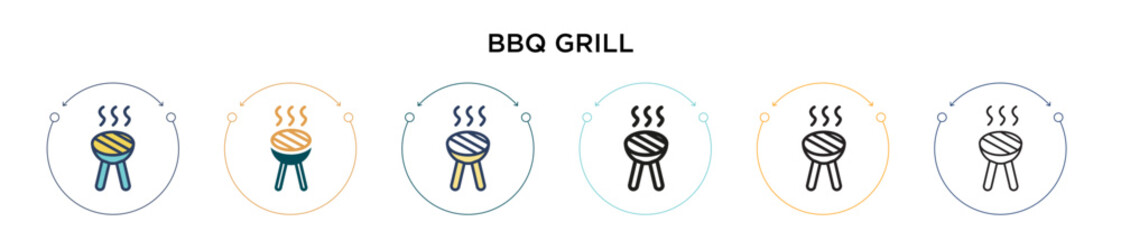 Bbq grill icon in filled, thin line, outline and stroke style. Vector illustration of two colored and black bbq grill vector icons designs can be used for mobile, ui, web