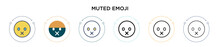 Muted Emoji Icon In Filled, Thin Line, Outline And Stroke Style. Vector Illustration Of Two Colored And Black Muted Emoji Vector Icons Designs Can Be Used For Mobile, Ui, Web