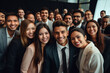 © Surachetsh - Confident international business team in powerful poses, wearing suits, showcases unity and professionalism. Smiles capture a portrait of success in a modern office. Generative AI.