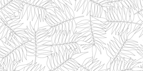 outline fern leaves seamless pattern