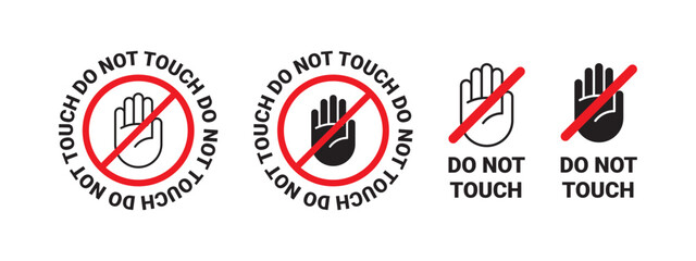 dont touch badges. icons notice do not touch. vector scalable graphics