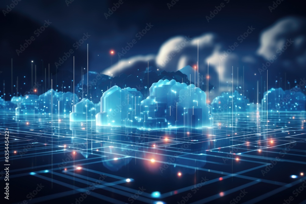 Cloud computing transfer big data on internet. futuristic digital ...