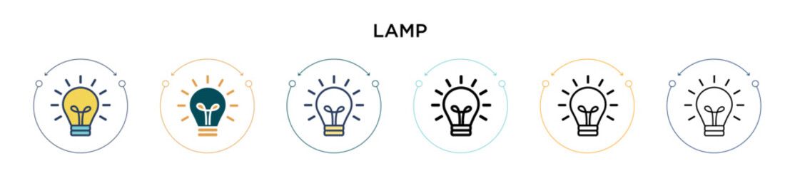 Wall Mural - lamp icon in filled, thin line, outline and stroke style. vector illustration of two colored and bla