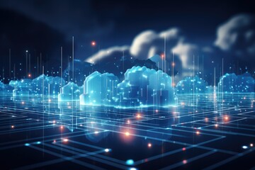 Cloud computing transfer big data on internet. futuristic digital technology .Generative AI