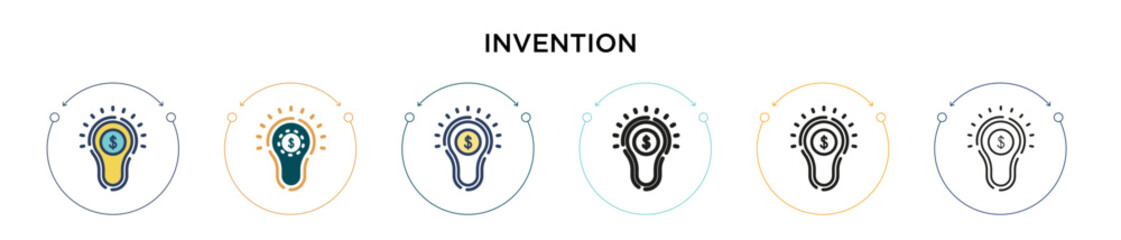 Wall Mural - invention icon in filled, thin line, outline and stroke style. vector illustration of two colored an